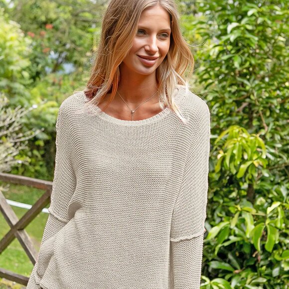 Wooden Ships Charlotte Crew Cotton Open Knit Sweater Size Medium Large - Picture 14 of 14